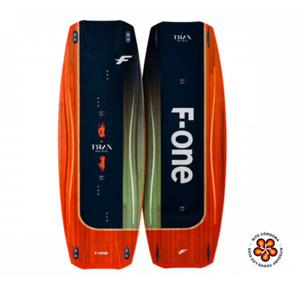 Imagen de la tabla de kite F-One TRAX, popular para freeride y freestyle, con diseño de rieles helicoidales y tecnología HRD Rail.