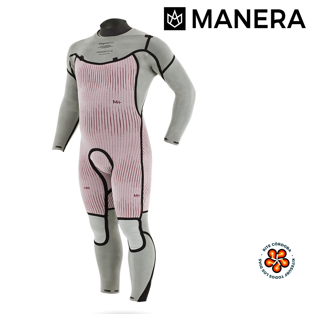 Imagen del interior de un traje de neopreno con manta térmica interna para condiciones frías. Marca MANERA Modelo MAGMA